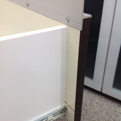 ユーアイ ダークブラウン✕ホワイト 木製 キッチンボード【9650059】の画像