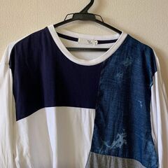 ハイブリットパターン長袖カットソー／メンズLLサイズの画像