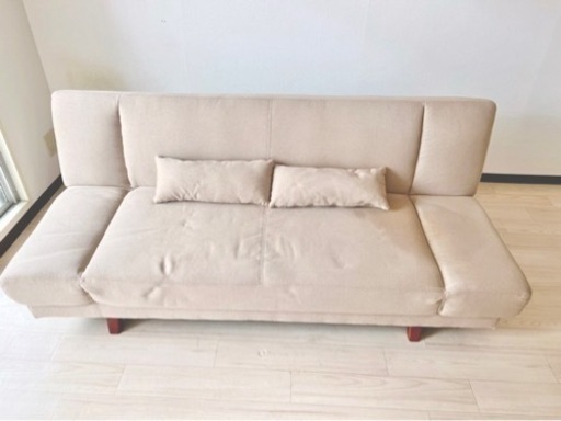 【状態良好】LOWYAの3人掛けソファベッド（定価4万円）