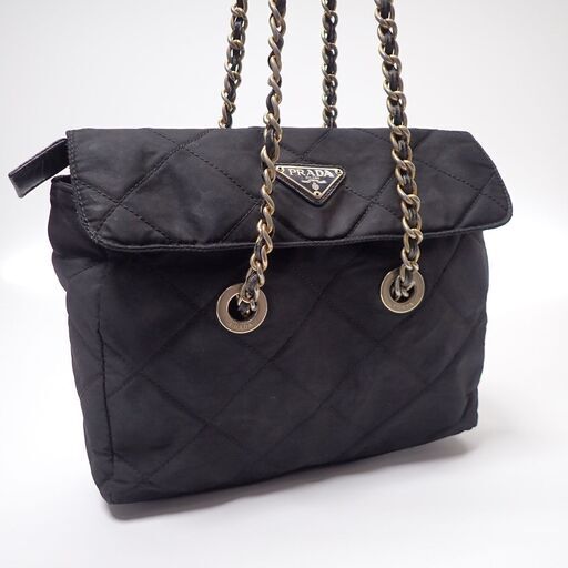 AA917 プラダ キルティング ナイロン チェーン ショルダーバッグ