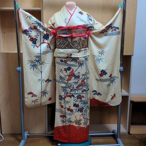 ゆ　振り袖⑩(紅型)、長襦袢、袋帯、小物セット 振り袖⑩(紅型)、長襦袢、袋帯、小物セット