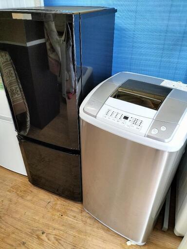 新生活家電お買い得セットNo⑤ ミツビシ（MITSUBISHI）MR-P15A-B　2ドア冷凍冷蔵庫　146L　2017年製・シャープ（SHARP) ES-GE55N-S 全自動洗濯機  5.5Kg 2018年製 2点セット！！