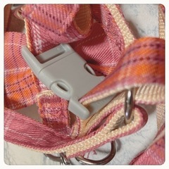 ꒰未使用꒱犬猫用  リボン 防水 ハーネス ピンクチェック リード 夢可愛いの画像