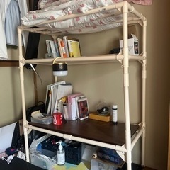イレクターパイプ棚　ローデスク　本棚　DIY 組み立て
