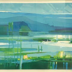 【額装】　絵画　リトグラフ　ブリッソーニ　「夜明け」　59/175　額：縦69.5㎝×横85㎝×厚み3㎝の画像