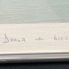 【額装】　絵画　Pierre Polignac　”Donna con bicicletta”　自転車を持つ女性　印刷？　直筆サイン有　額：縦47.5㎝×横62.5㎝×厚み2㎝の画像