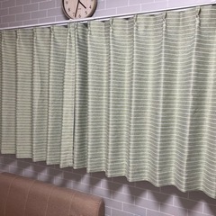 【ニトリ】緑ボーダーカーテン　美品