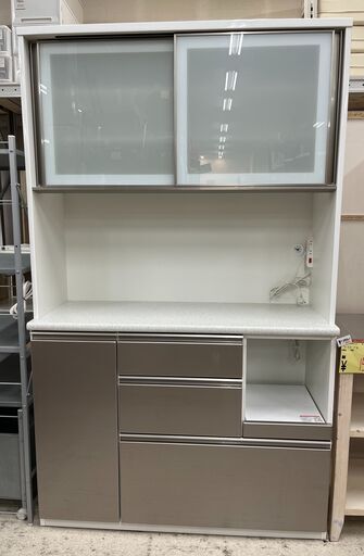 NITORI/ニトリ レンジボード 食器棚 ハイタイプ シルバー×ホワイト【ユーズドユーズ名古屋天白店】J2113