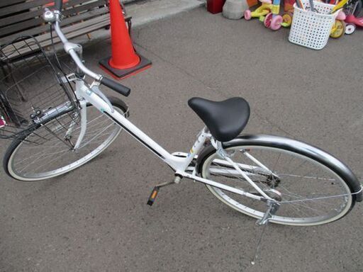 シティサイクル 自転車 27インチ ホワイト 白 カゴ付き ライトあり 札幌市 中央区