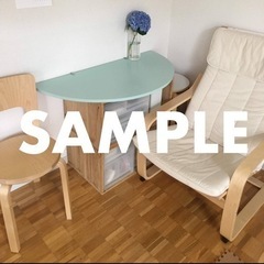 【限定値下げ】水色半円テーブル天板　直径100㎝の画像
