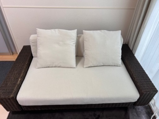 価格交渉可【a.flat】ケイ・ローソファ (ラタン)/２人掛け/両アーム 高級