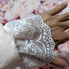 付け袖♡白♡花柄♡柔らか♡ツルツルレース♡着脱簡単の画像