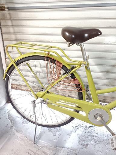 自転車中古　BOULMICH　内装3段変速　オートライト　カゴリアキャリア付き　鍵新品　タイヤ26インチ
