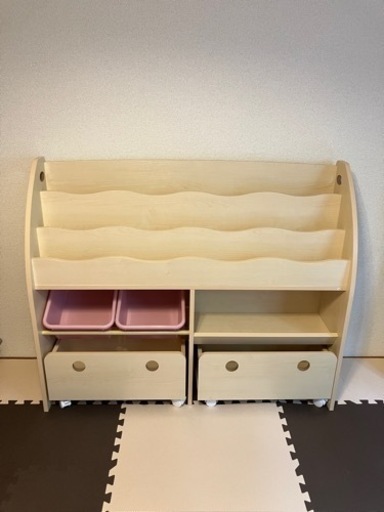 ほぼ新品!LOWYA子ども用絵本棚おかたづけラック