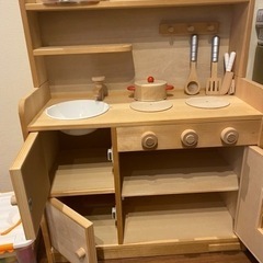 木製　日本製　美品ままごとキッチンの画像