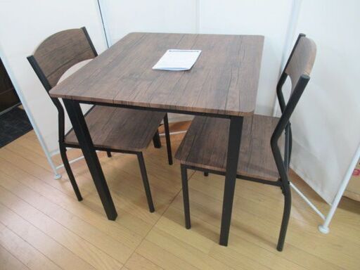 ダイニングセット/テーブル/チェア×2/75×70×70cm/85×41×46cm/良品/中古品/J4461/
