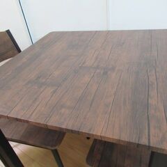 ダイニングセット/テーブル/チェア×2/75×70×70cm/85×41×46cm/良品/中古品/J4461/の画像