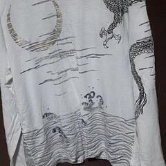 激安❗美品❗綺麗な龍と赤富士の刺繍ラメ入り長袖シャツ4Lの画像