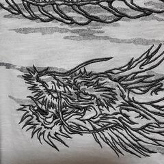 激安❗美品❗綺麗な龍と赤富士の刺繍ラメ入り長袖シャツ4Lの画像