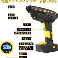 【エアーコンプレッサー】 空気入れ　大容量バッテリー　キャンプ　2200mAhの画像