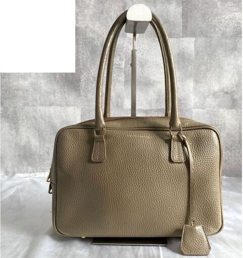 【ADMJ】エーディーエムジェー ベージュ シュリンク型 レザー ボストンバッグ