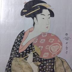喜多川歌麿 「扇子をもった高島おひさ」 アダチ画 復刻版