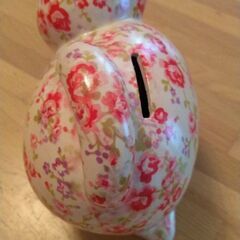 猫の貯金箱　陶器の画像