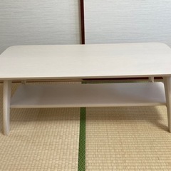 【売約済み】ニトリ　折りたためる突き板棚付きテーブル(RTO WW)