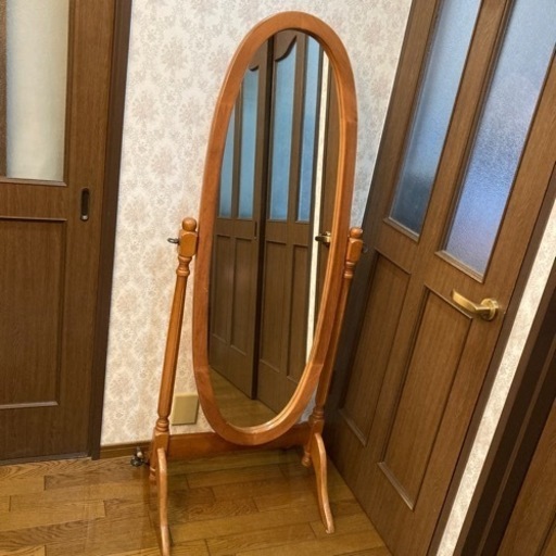 アンティーク調　全身姿見鏡　木製