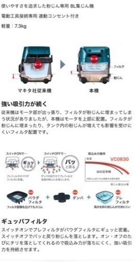 ★新品未使用★ マキタ　粉じん機VC0830 2022年９月購入商品