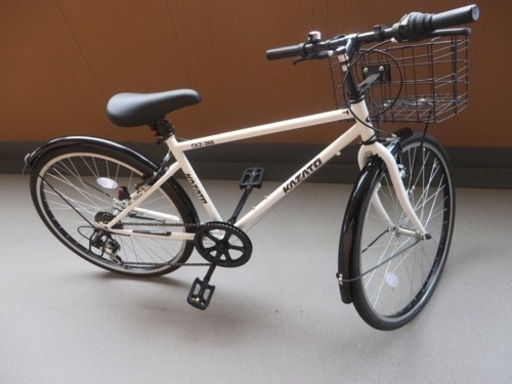 自転車 26インチ SHIMANO シマノ6段変速 KAZATO カザト CKZ-266 ブラック ホワイト スチールフレーム クイックリリース 26in