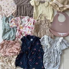 夏80女の子ロンパースセット