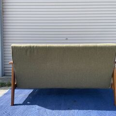 ニトリ 二人がけソファ おしゃれ グリーン 引き取り限定の画像