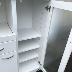 お取引中■長谷川産業 スイートデコレーション 食器棚 キッチンカウンターハイタイプ レンジ台 ホワイトの画像