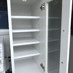 札幌限定■縦型食器棚 隙間収納 ピアノ塗装 長谷川産業　スイートデコレーション 高さ180cm 幅29.7cmの画像