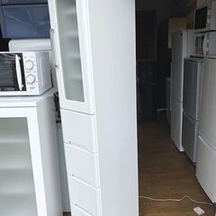 札幌限定■縦型食器棚 隙間収納 ピアノ塗装 長谷川産業　スイートデコレーション 高さ180cm 幅29.7cmの画像