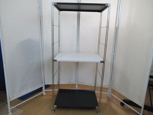 ユニットシェルフ/ステンレス/棚/ブラック/ホワイト/120×58×41/MUJI/良品計画/無印良品/中古品/J4466/