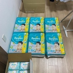 [新品おむつM]パンパースさらさらケア480枚+お尻拭き672枚