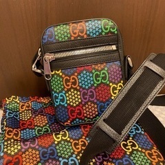GUCCI×サイケデリック ショルダーバッグ ブラック×マルチカラー