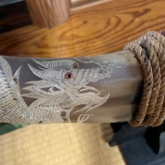 水牛の角 置物 工芸品 骨董 オブジェ 龍 ドラゴンの画像