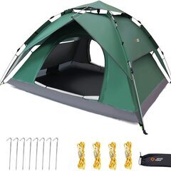 新品 ワンタッチテント 3-4人用 2重層 キャンプ テント 設...