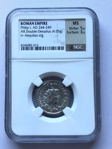 【MS 5/5 3/5】NGC鑑定 古代ローマ帝国　ダブルデナリウス銀貨