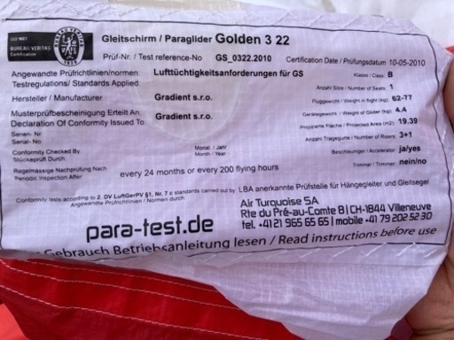 Gleitschirm  Paraglider  Golden 3 22