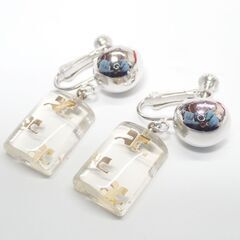 AA928 クレージュ クリア ロゴ イヤリング