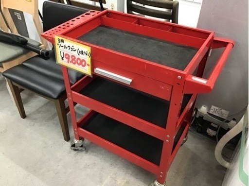 ●販売終了しました●３段ツールワゴン　工具ワゴン　赤色　キャスター付き　中古品