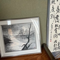 【差し上げます】額　墨絵　額縁　絵　掛け軸の画像