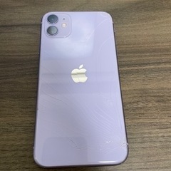 【貰い手様確定済み】iPhone11 128GB パープル SIMフリー ヒビあり【新品未使用:純正】イヤホン、充電ケーブル、電源アダプタ付