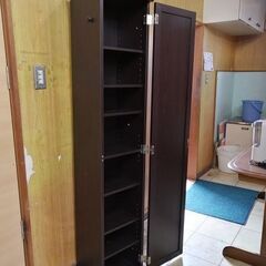 【鹿児島市リサイクルショップスターズ吉野店】ミラー付棚 棚 鏡 収納棚 ラック ダークブラウンの画像