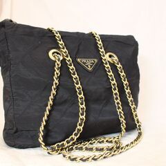 PRADA プラダ ナイロン キルティング チェーン トートバッグ