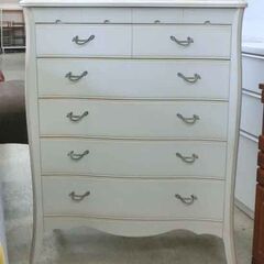 アンティーク風 6段チェスト ホワイトシャビー 猫脚 タンス 引出し 姫